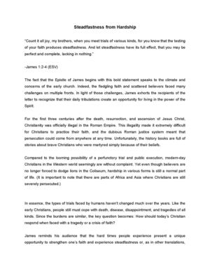 Steadfastness from Hardship