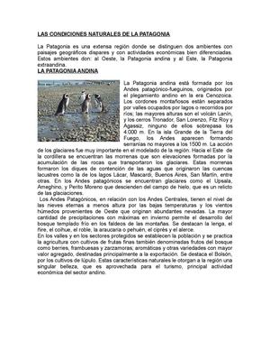 Las condiciones naturales de La Patagonia