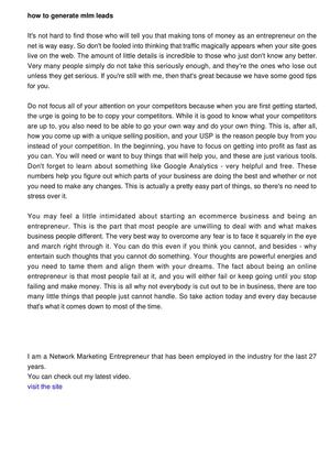 How To Generate Mlm Leads For Your Business