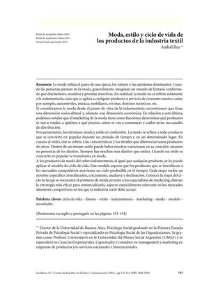 Moda, estilo y ciclo de vida de los productos de la industria textil