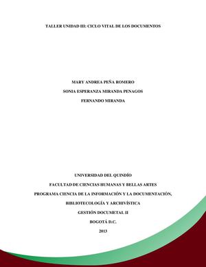 Taller III Ciclo Vital de los Documentos