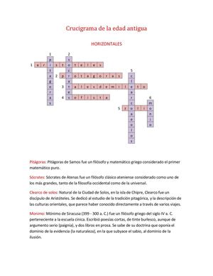 Crucigrama de los filósofos más destacados y no destacados