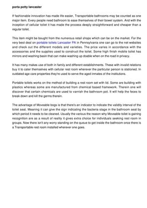 Lancaster porta potty