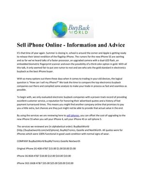 Sell iPhone Online - Information and Advice