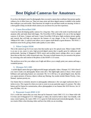 Best Digital Camera for Amateurs