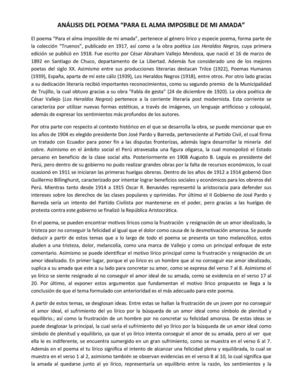 Comentario lírico del poema "Para el alma imposible de mi amada"