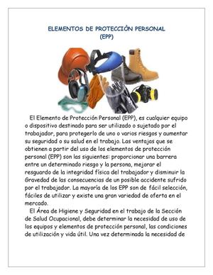 ELEMENTOS DE PROTECCIÓN PERSONAL