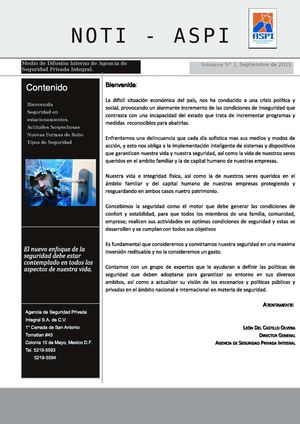 Medio de Difusión Interna Agencia de Seguridad Privada Integral S.A. de C.V.