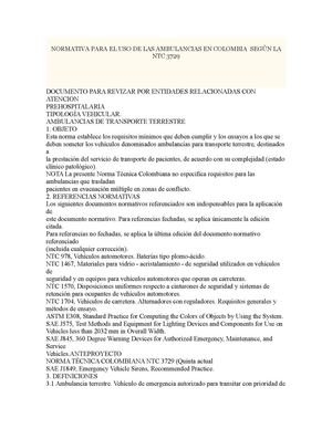 NORMATIVA PARA EL USO DE LAS AMBULANCIAS EN COLOMBIA SEGÚN LA NTC 3729