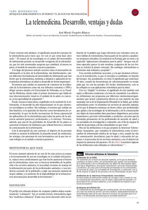 telemedicina desarrollo, ventajas y desventajas