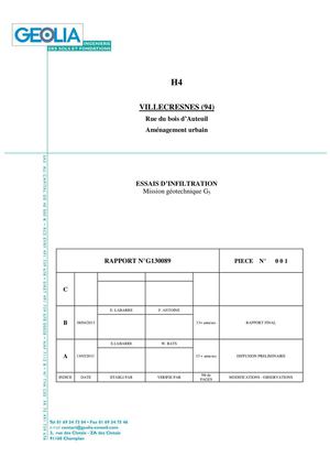 Annexe " - essais d'infiltration Bois d'Auteuil- Villecresnes - juin 2013