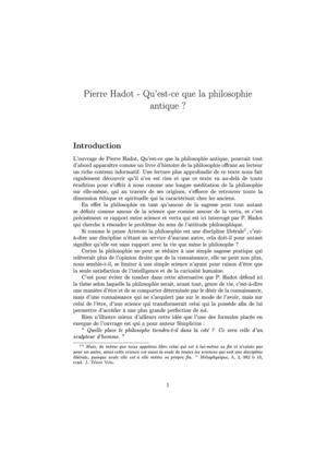 Hadot - Qu'est ce que la Philosophie Antique