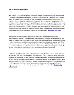 How to Choose the Best Skimboard