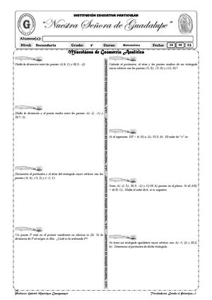 Miscelánea de Geometría Analítica - 5º