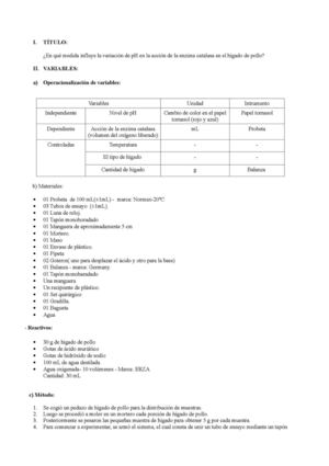 Experimento con la enzima catalasa