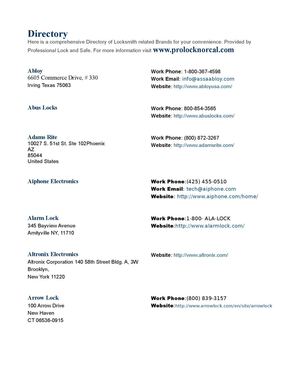 Locksmith Brand Directory