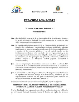 Reglamento CNE de delegados y delegadas