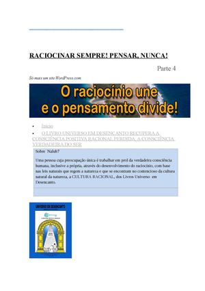 O RACIOCÍNIO UNE E O PENSAMENTO DIVIDE PARTE 4