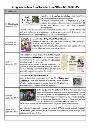 les animations au CDI en 2012/2013