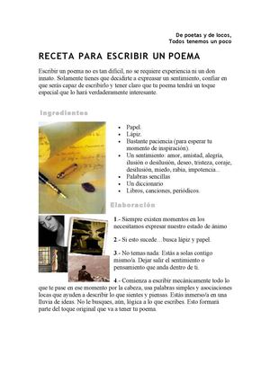 Receta para escribir un poema