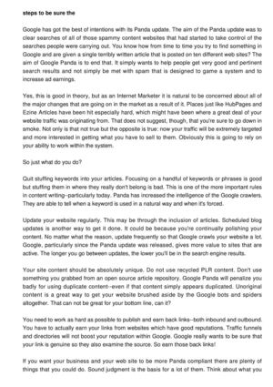 How You Can Make Sure Your IM Biz is Google Panda Compatible