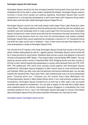 Kensington Square the newest condo found at Jalan Lokam Road is a viable residence you possibly can obtain. 