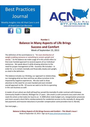 Best Practices Journal Issue I - 09.23.2013 - Balance Needed