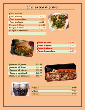 menu el mexicanisimo