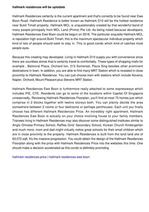 Hallmark Residences often is the advanced introduction condominium that's made in just the well known region of the Bukit Timah house. 