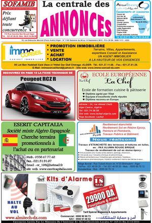 La centrale des annonces N° 1163 Semaine du 08 au 14 Septembre 2013