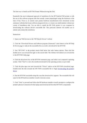 The best way to Install an HP F340 Printer Without having the Disk