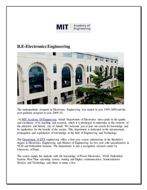 Best BE in ETX engineering colleges from MIT in Pune