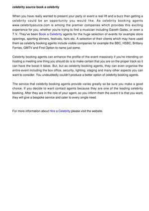Calaméo - Celebrity Source, Book a Celebrity for Your Party or Event