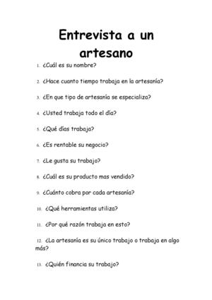Entrevista a un artesano
