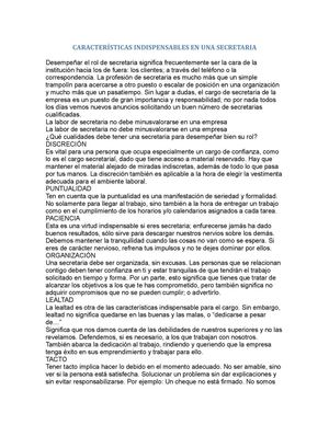 Cualidades De Una Secretaria