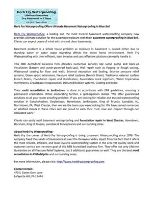 Herb Fry Waterproofing Offers Ultimate Basement Waterproofing in Blue Bell