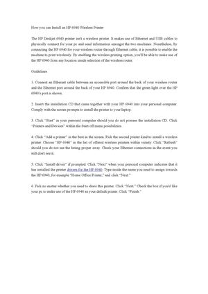 How you can Install an HP 6940 Wireless Printer