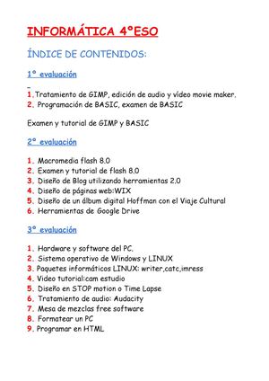 Indice de informática.