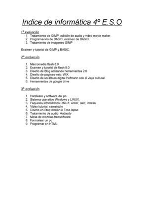 Indice de informática 4º ESO