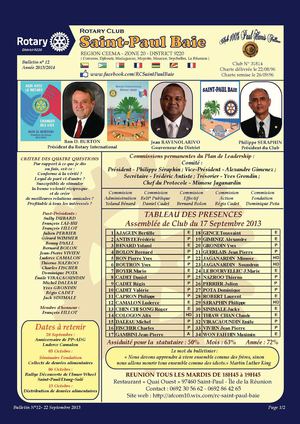 Bulletin n°12 du RC Saint-Paul Baie