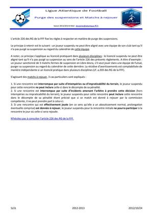 note sur purge des supensions et matches à rejouer