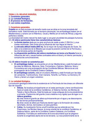 Tema 2. El relieve español