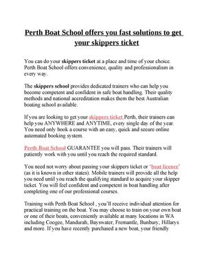 Perth Boat School offers you fast solutions to get your skippers ticket