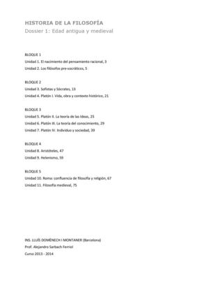 Dosier 1. Filosofía Antigua y Medieval