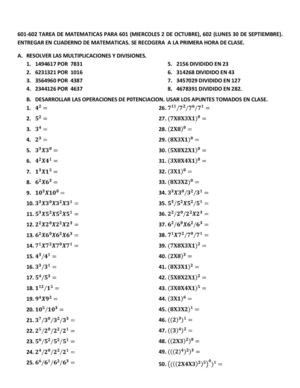 601-602 TAREA DE MATEMATICAS PARA SEMANA DEL 30 AL 4 DE OCTUBRE DE 2013