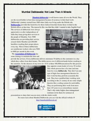 Mumbai Dabbawala: Not Less Than A Miracle