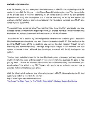 My Lead System Pro Review - Should I Try MLSP Out For $2 Dollars?