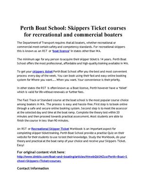Perth Boat School: Skippers Ticket courses for recreational and commercial boaters