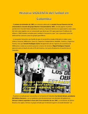 VIOLENCIA EN EL FUTBOL DE COLOMBIA