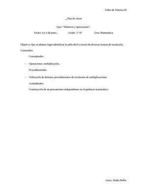 Planificación Matemática, 3º multiplicación